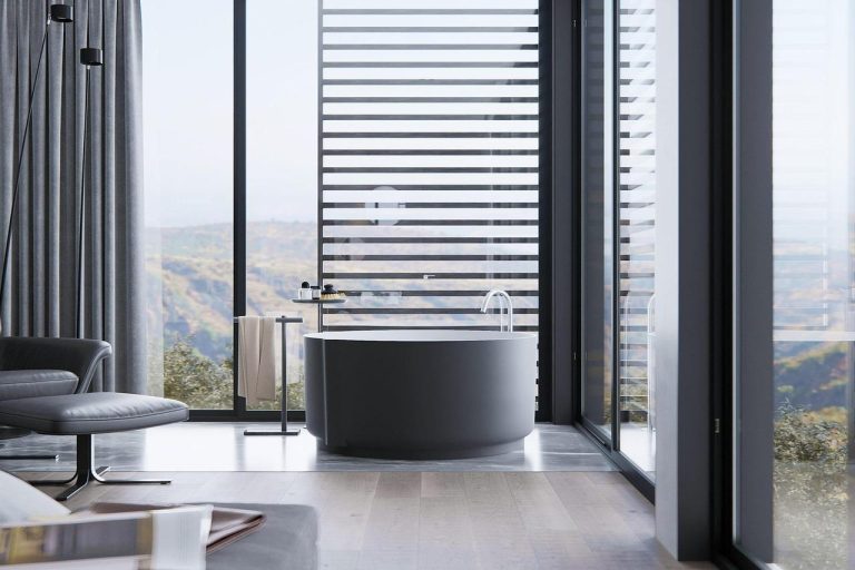 Moderne badkamer met minimalistische inrichting, duurzame materialen en slimme technologie voor persoonlijke oase thuis