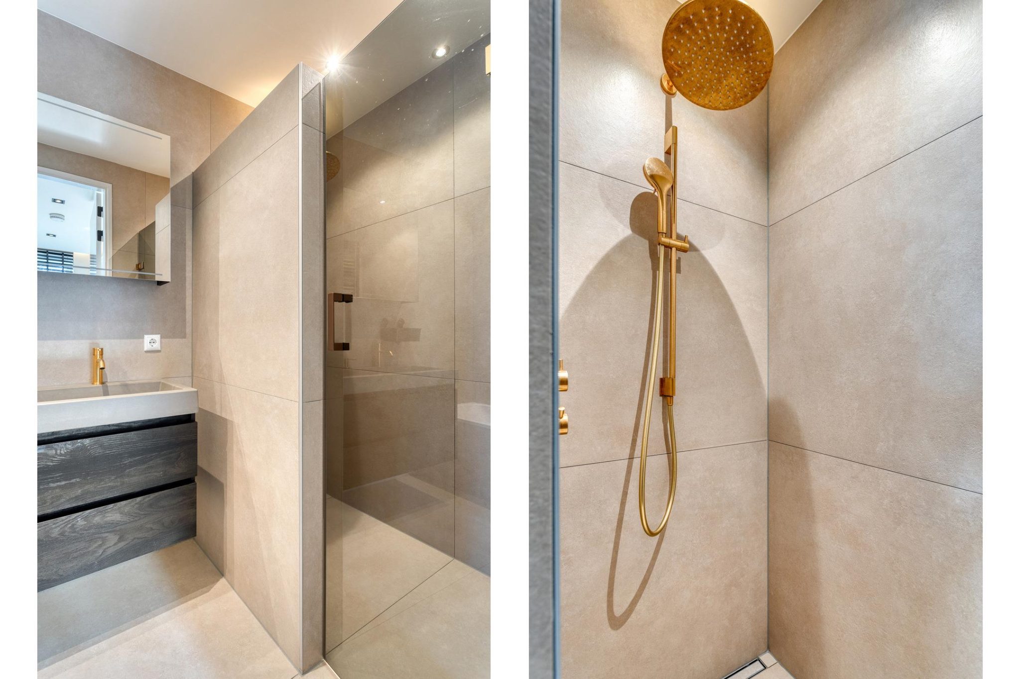 Moderne badkamer met luxe afwerking, badkuip en aangepaste indeling als onderdeel van professionele totaalrenovatie